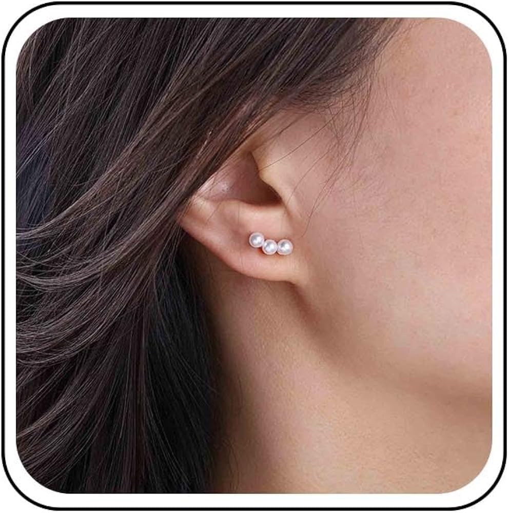 Vintage Pearl Ear Climber Earrings - Zinc, Climber, Dangle, Silver2, White Pearl, Hypoallergenic,... | Amazon (US)