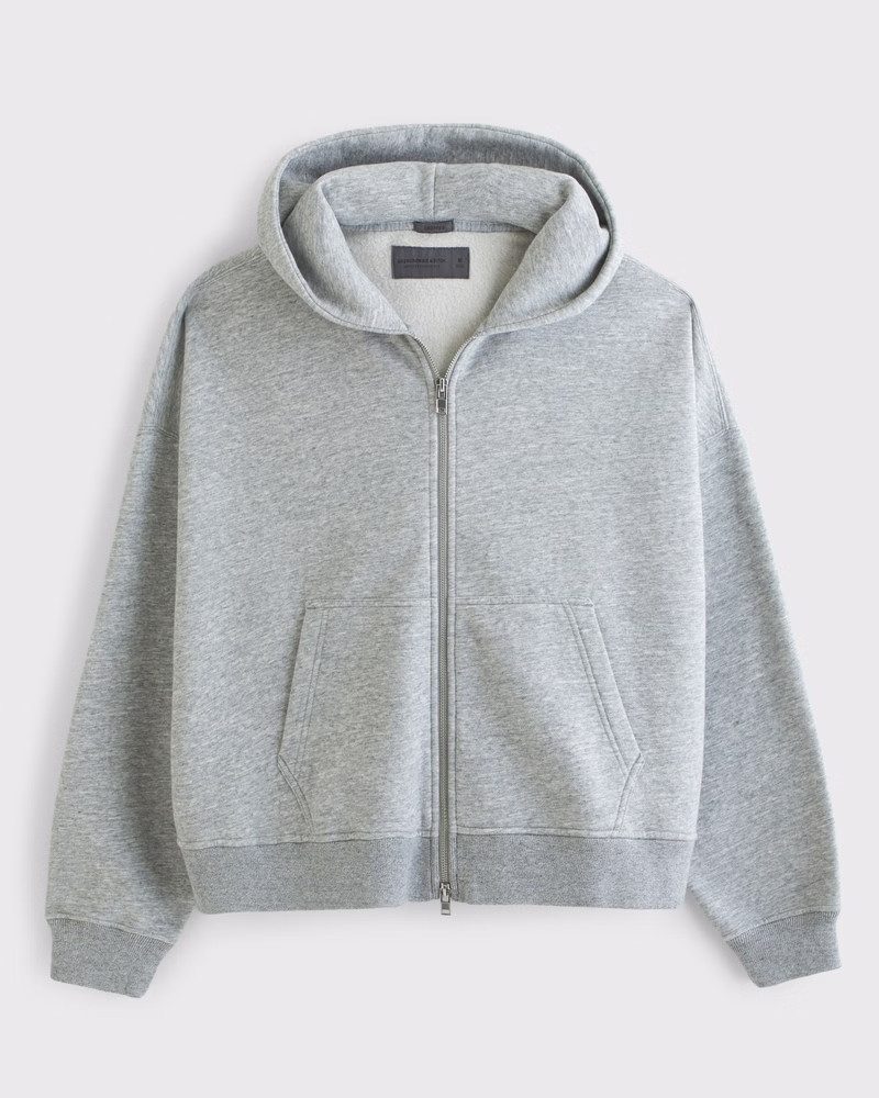 Essential Cropped Full-Zip Hoodie | Abercrombie & Fitch (UK)