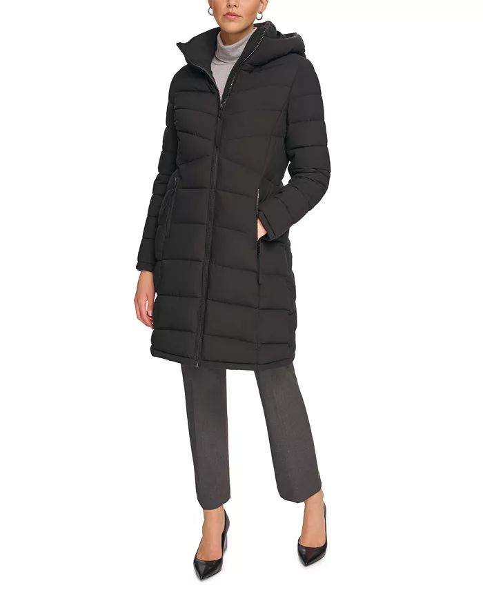 Women's Hooded Stretch Puffer Coat, Created for Macy's | Macy's