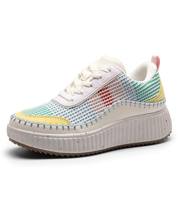 DREAM PAIRS Women Chunky City Tweed Comfortable Casual Platform Fashion Sneaker | Amazon (US)