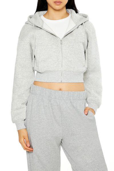 Cropped Fleece Zip-Up Hoodie | Forever 21