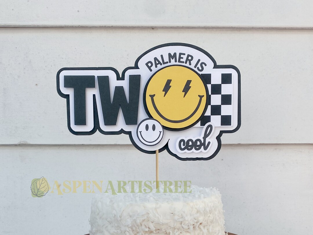 Two Cool cake topper - Custom smiley cake topper - custom cake topper - boys birthday cake topper... | Etsy (US)