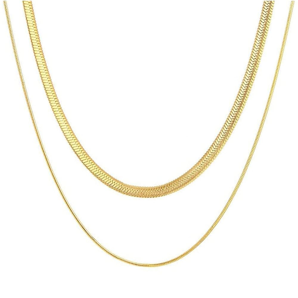 14K Gold Plated Dainty Choker Necklace for Women & Girls | Snake, Cuban Link, Paperclip, Ball Bea... | Amazon (US)
