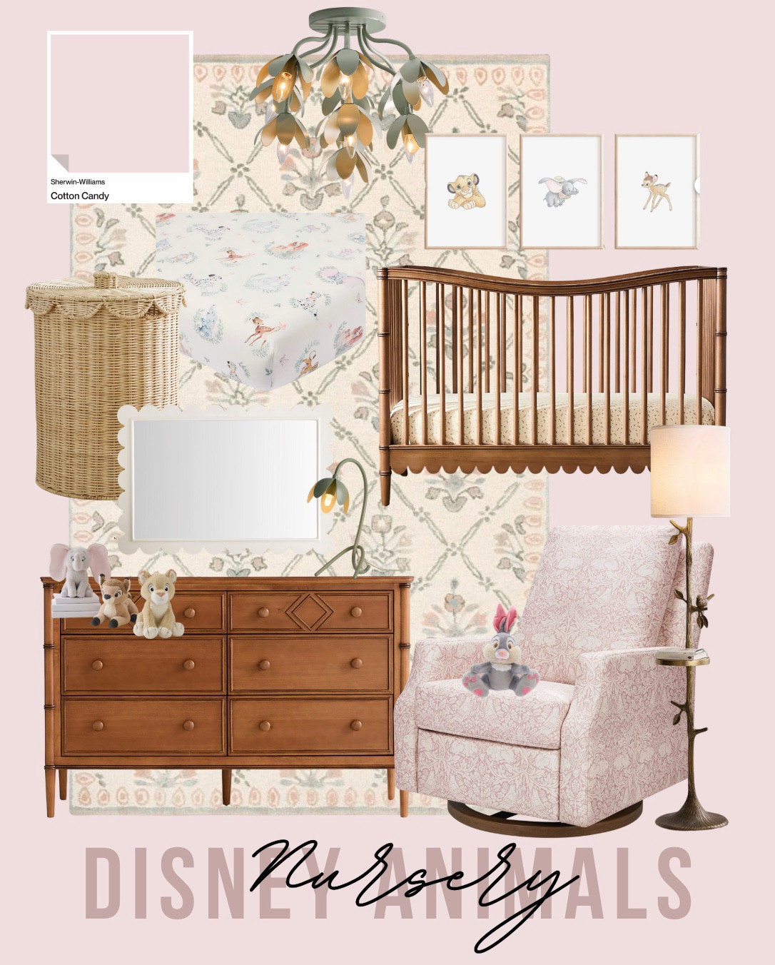 A Disney animals nursery for your sweet little girl. The Disney theme is mostly in the room accents so you could swap out a few things if your little one has specific interests sooner than later, and she will. :) 

 #LTKHome #LTKBaby #LTKKids