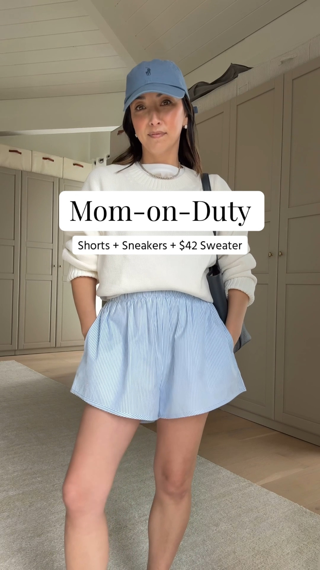 Mom-on-duty outfit idea wearing shorts and sneakers. 

Quince sweater small 
Everlane tee medium
Recreational Habits shorts medium
Amazon socks small
Dolce vita sneakers 6 - size up!
Polo Ralph Lauren hat
The Row bag small
Dorsey earrings medium
Dorsey James necklace 15"

#LTKPetite #LTKmomlife #LTKgrwm