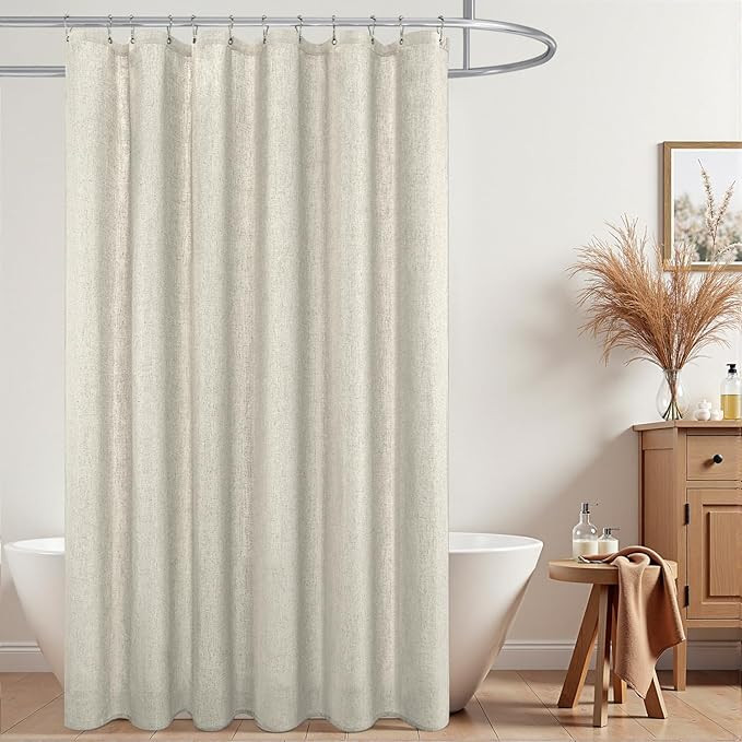 KOUFALL Linen Waterproof Linen Fabric Shower Curtain 72x96 Inch Length | Amazon (US)