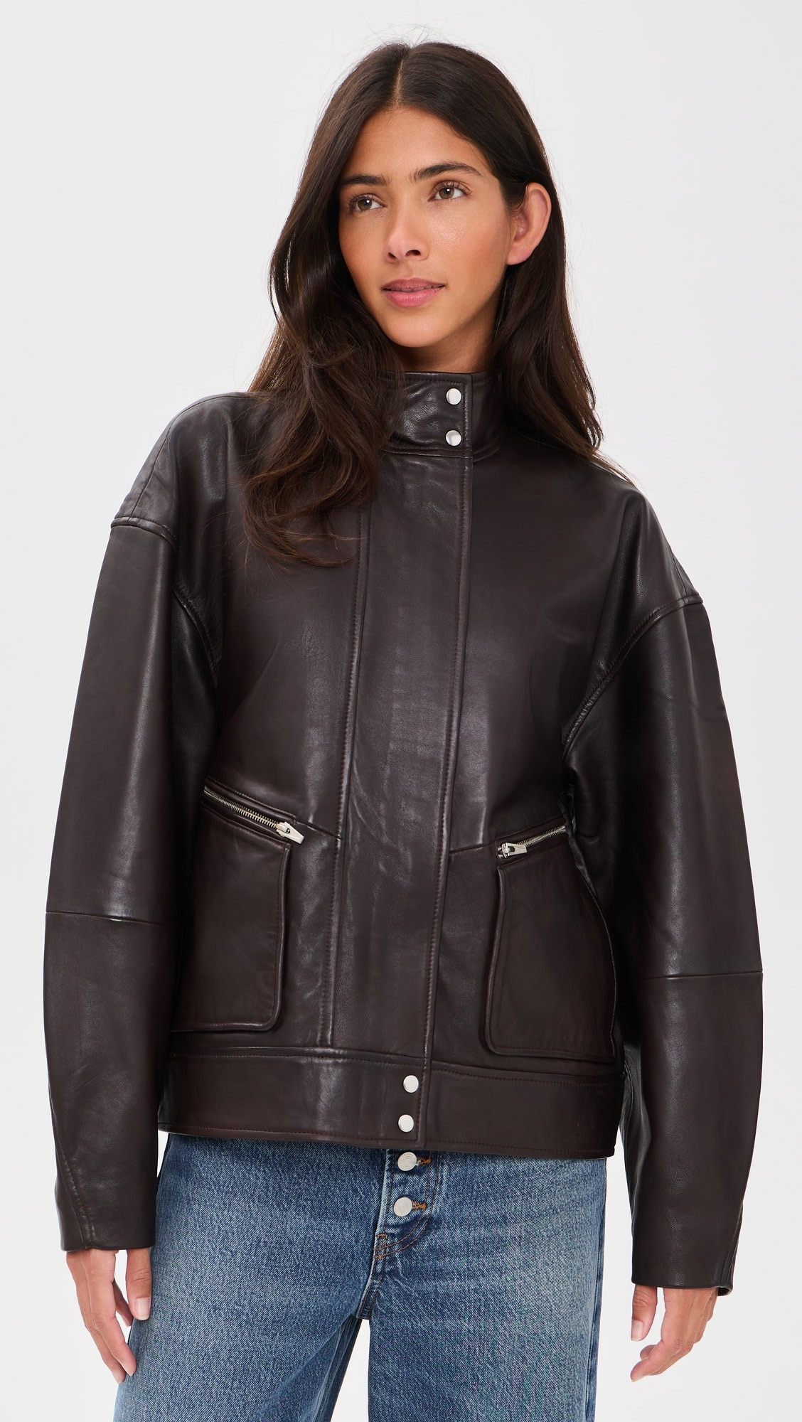 Reformation Veda Harrison Leather Oversized Bomber Jacket | Shopbop | Shopbop