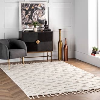 Rugs USA Ivory Waffell Diamond Textured Trellis Tassel rug - Casuals Runner 2' 6"" x 8' | Rugs USA