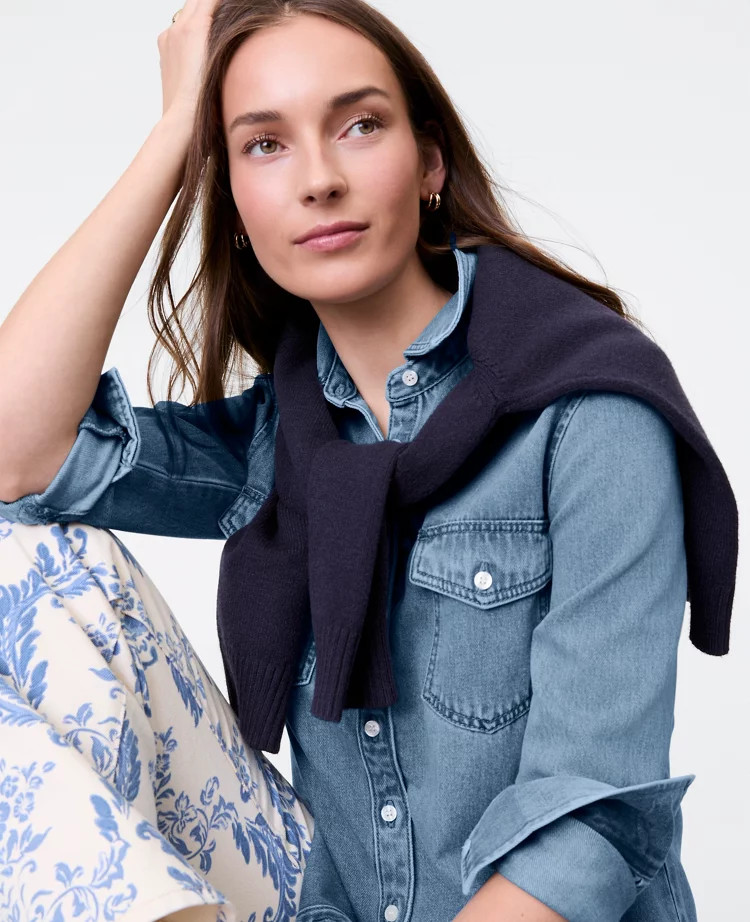 Weekend Collection Denim Pocket Shirt | Ann Taylor