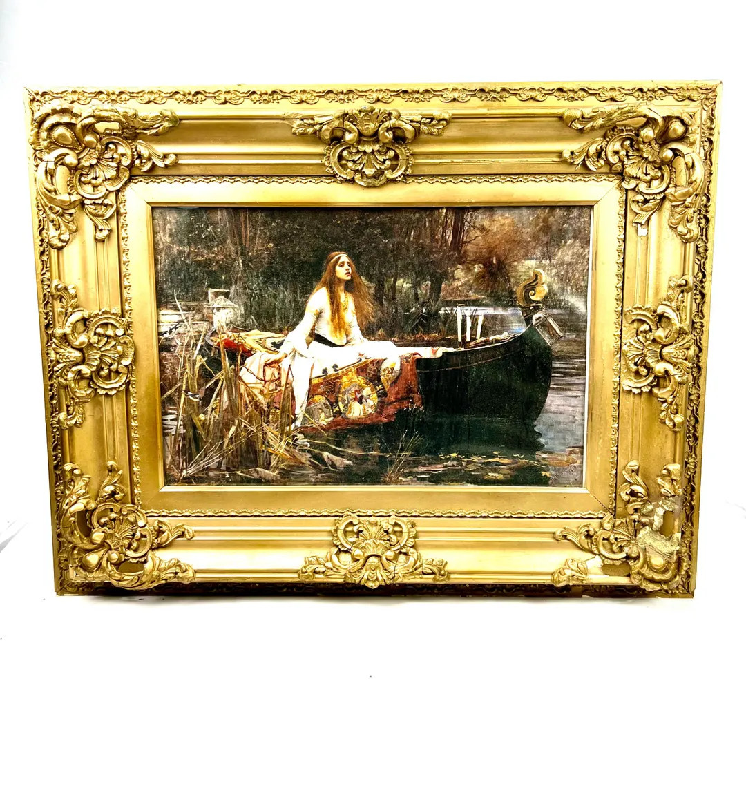 Vintage Framed Wall Decor Art Piece - the Lady of Shallot by John William Waterhouse - Gold Gilt ... | Etsy (US)