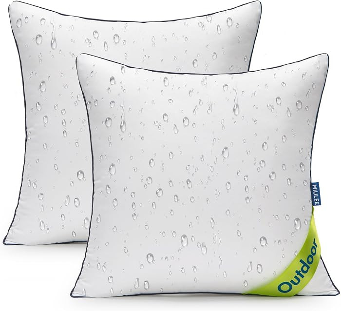 MIULEE 20x20 Outdoor Pillows, Pack of 2 Water Resistant Waterproof Pillow Inserts Decorative Stuf... | Amazon (US)