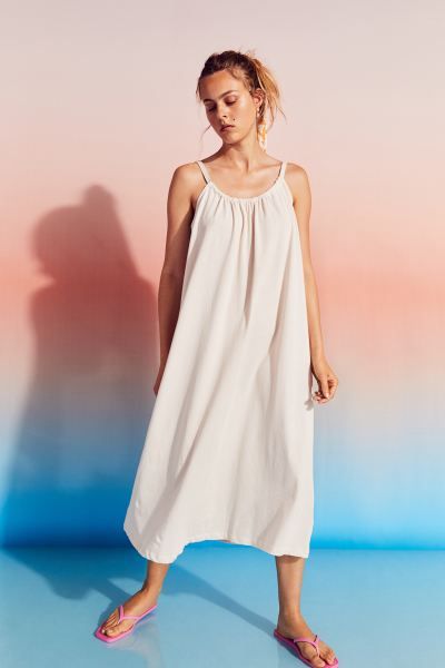 New ArrivalCalf-length dress in soft cotton jersey with a low-cut back. Loose fit with narrow sho... | H&M (UK, MY, IN, SG, PH, TW, HK)