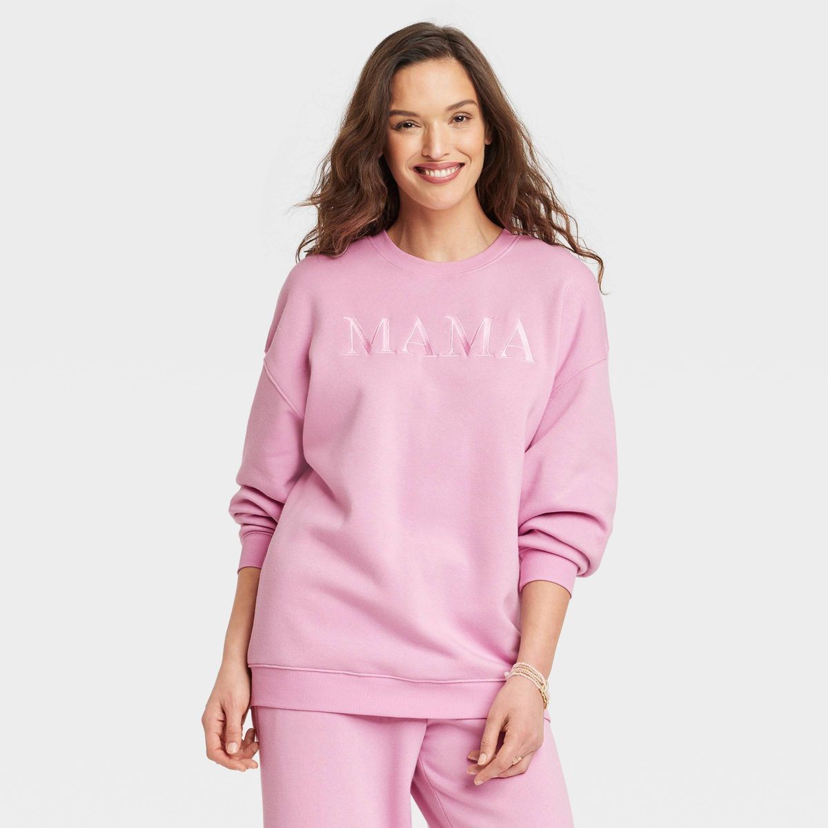 Women's Mama Graphic Sweatshirt - Pink XS | Target