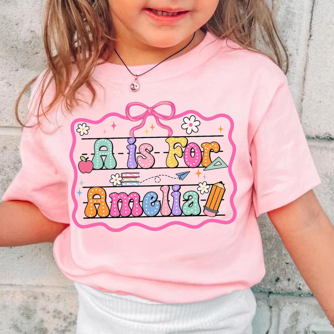 Personalized Back to School Kids Shirt, Custom Alphabet Kids Shirt, Cute Kindergarten Shirt, Firs... | Etsy (US)
