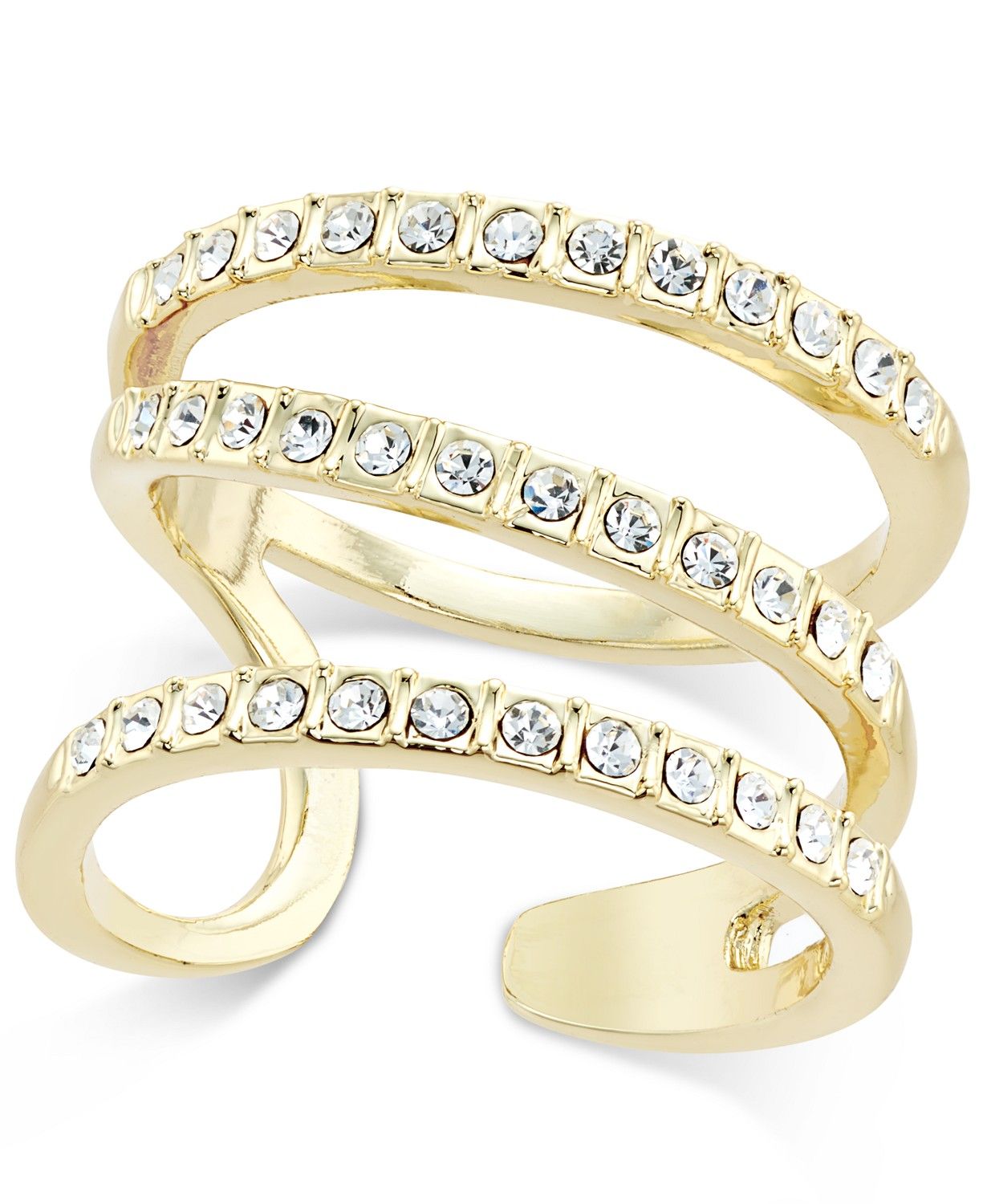 INC Gold-Tone Triple Band Pavé Statement Ring, Created for Macy's | Macys (US)