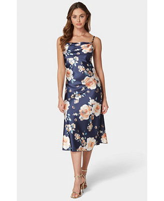 Bebe Women's Print Satin Slip Midi Dress - Macy's | Macy's