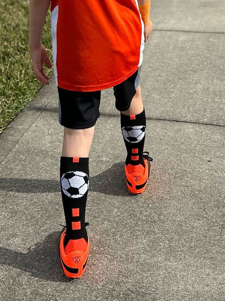 Athletic sports - Soccer socks! Looking for fun soccer socks? My son LOVED these to match his orange Jersey for soccer. 

Size small - wears size 13.5 cleats. Room to grow! 

Sports Fam | Soccer Family | Kids Sports 

#LTKGiftGuide #LTKfamily #LTKkids