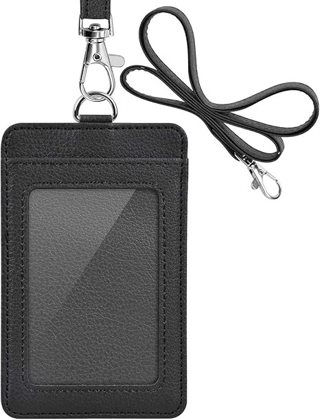 PU Leather ID Badge Holder, Life-Mate ID Badge Holder with 1 Clear ID Window 1 Credit Card Slot a... | Amazon (US)