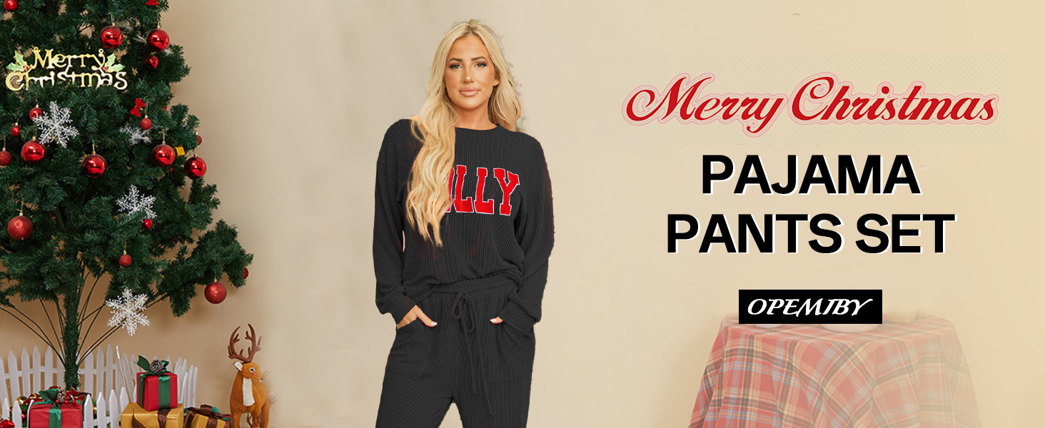 Women Pajamas Set Loungewear Ribbed Long Sleeve Top and Pants with Pockets Lounge Sweatsuit Set | Amazon (US)