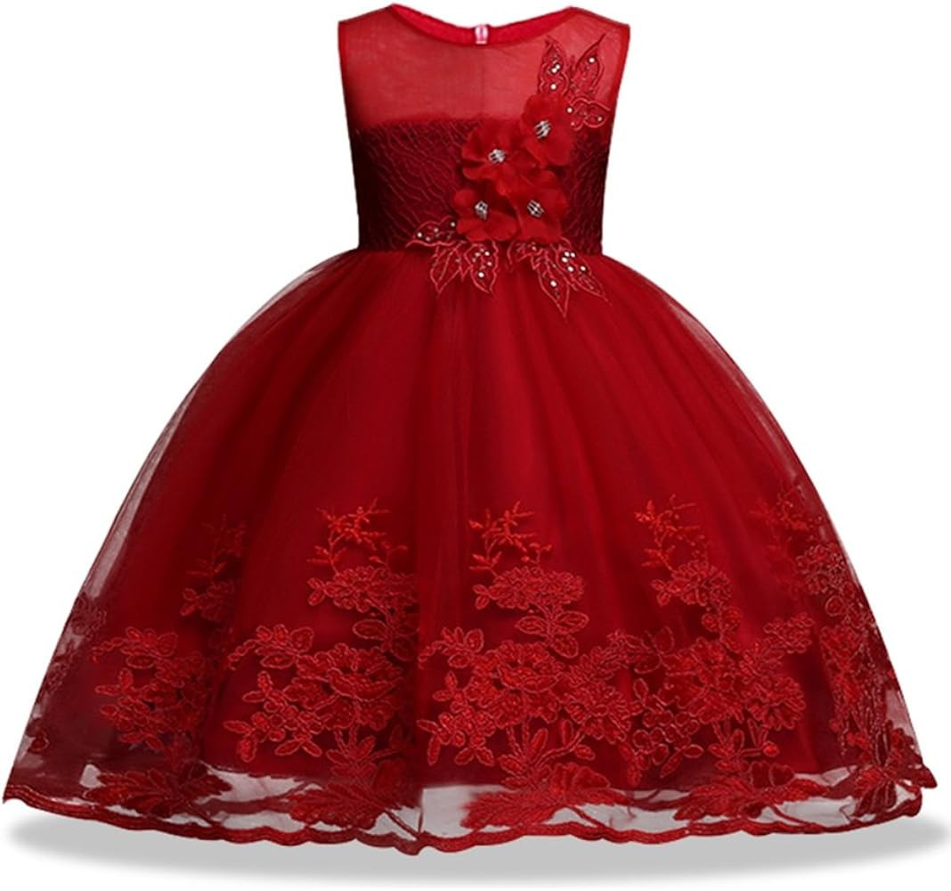1-12 Years Girls Dress Sequin Lace Wedding Party Flower Dress | Amazon (US)