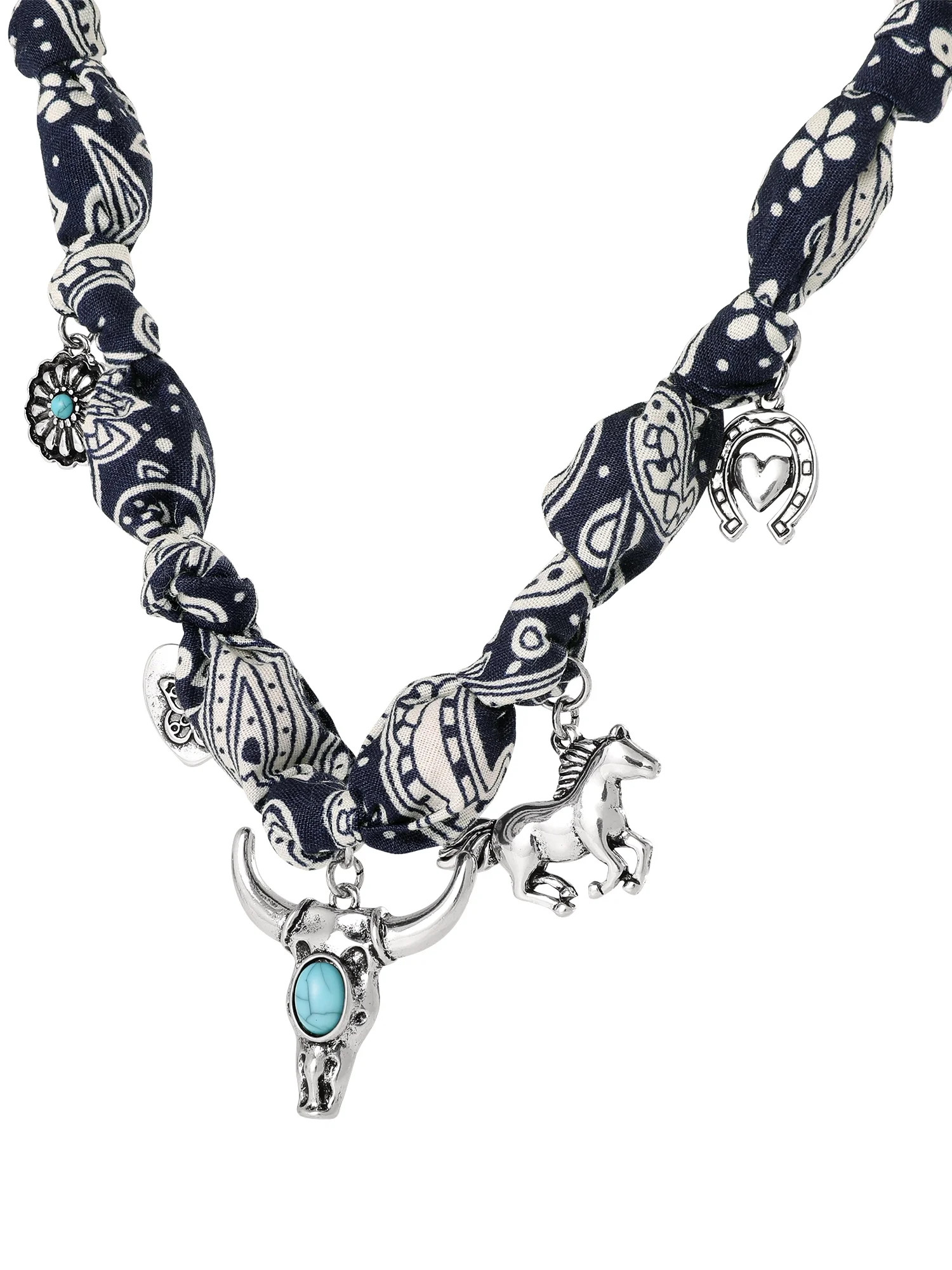 Jessica Simpson Women's Faux Turquoise Bandana Charm Necklace | Walmart (US)
