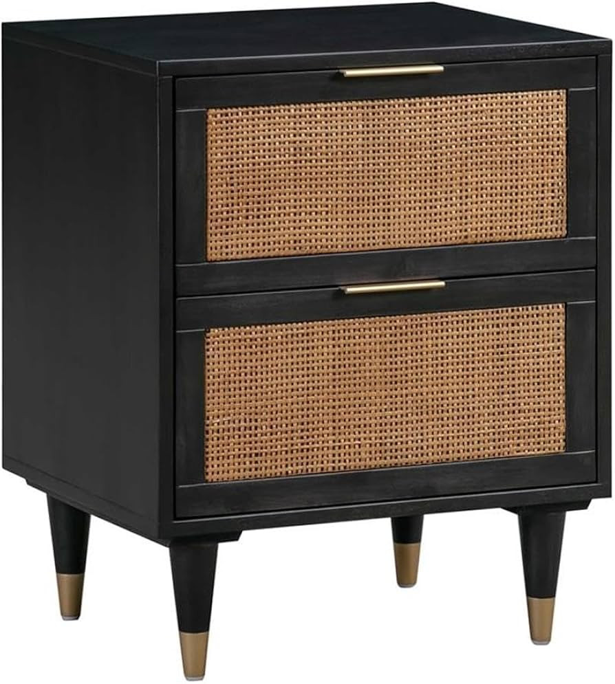 TOV Furniture Sierra 25" H Modern Wood Nightstand in Black/Antique Brass | Amazon (US)