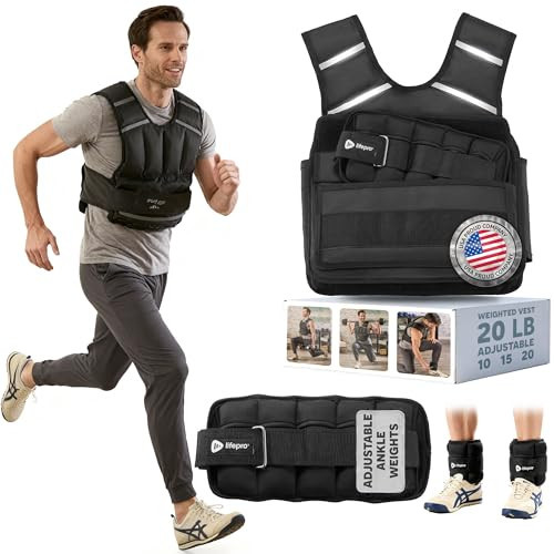 LifePro – Mens Weighted Vest for Walking – FlexVest Adjustable Weighted Vest for Men with 20lb Load, 2-in-1 Ankle Weight Set, Reflective Strips – Breathable Strength Training Support & Fitness Comfort | Amazon (US)