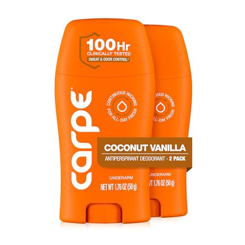 Carpe Underarm Antiperspirant - Coconut Vanilla Deodorant for Women - 100 Hour Sweat & Odor Control - Deodorant for Sweating - Clinical Strength Antiperspirant - Coconut Vanilla Scent - 2 Pack | Amazon (US)