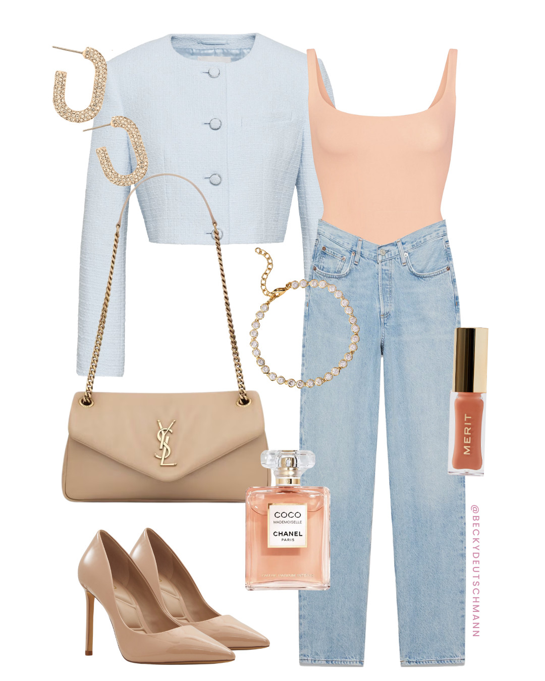 A little pastel moment 🌸 This soft blue blazer is the perfect layering piece to add to your pre-spring wardrobe! Added a coral pop for contrast & kept it classic with neutrals.

spring outfit. spring fashion. jeans. heels. neutral purse. outfit ideas. outfit inspiration. office outfit. date night outfit. spring outfit ideas. spring 2025. 

 #LTKspring #LTKstyletip