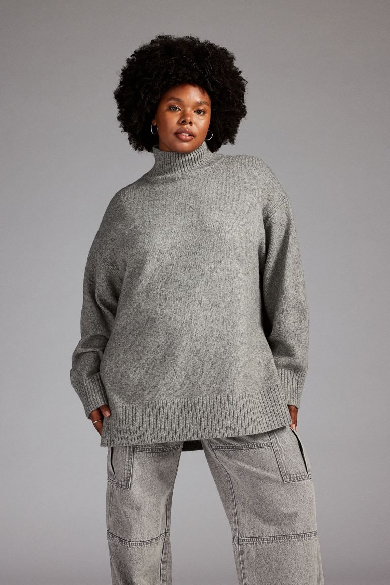 Oversized Turtleneck Sweater - Mustard yellow - Ladies | H&M US | H&M (US + CA)
