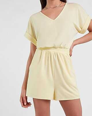 Soft V-Neck Lounge Romper | Express
