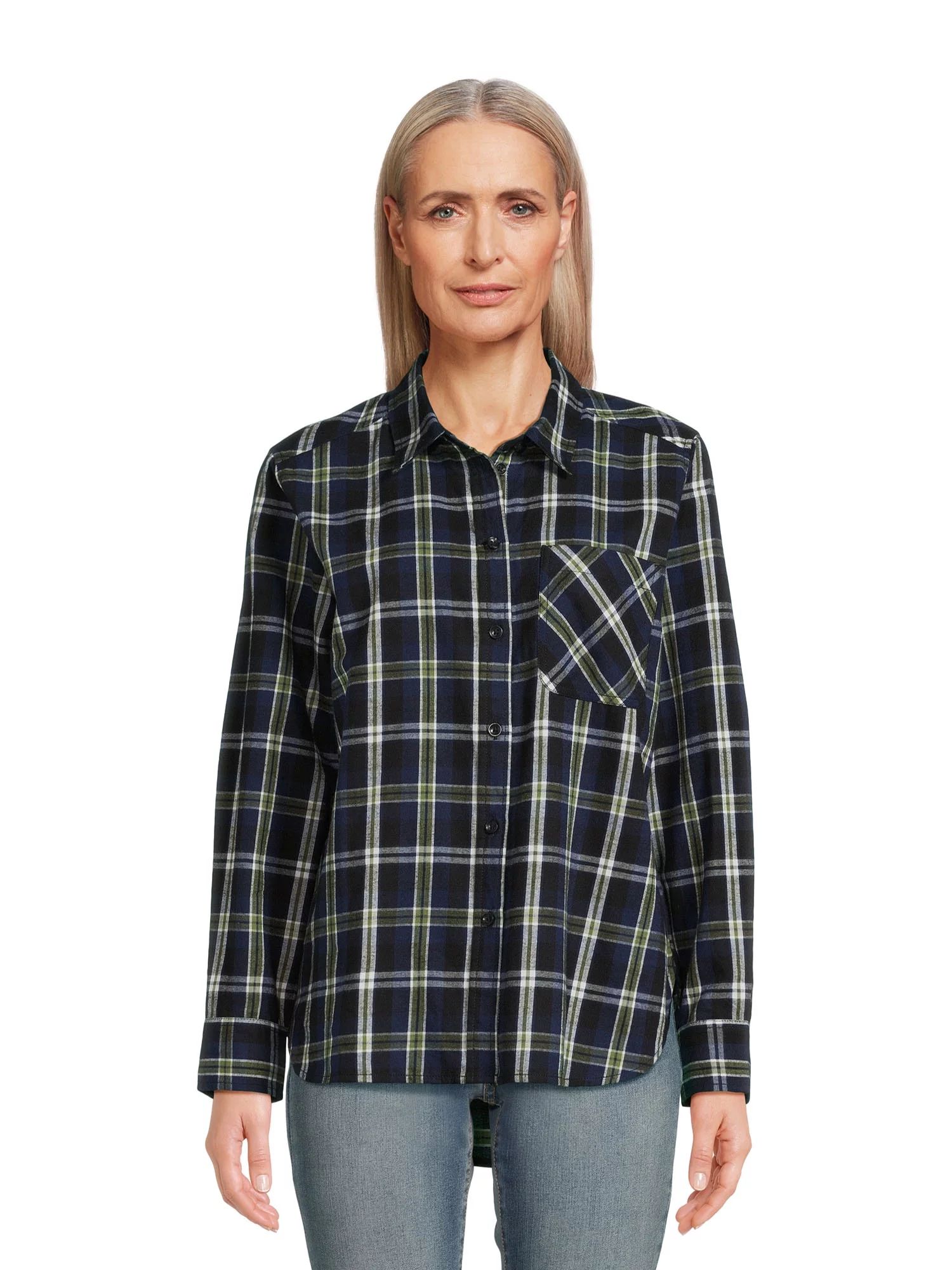 Time and Tru Women's Flannel Shirt, Sizes XS-3XL | Walmart (US)