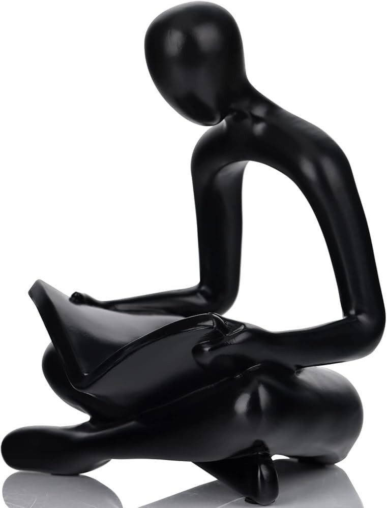 Ceramic Reading Bookend,Abstract Reading Figure Statues and Sculptures,Thinker Statues, Black Hom... | Amazon (US)