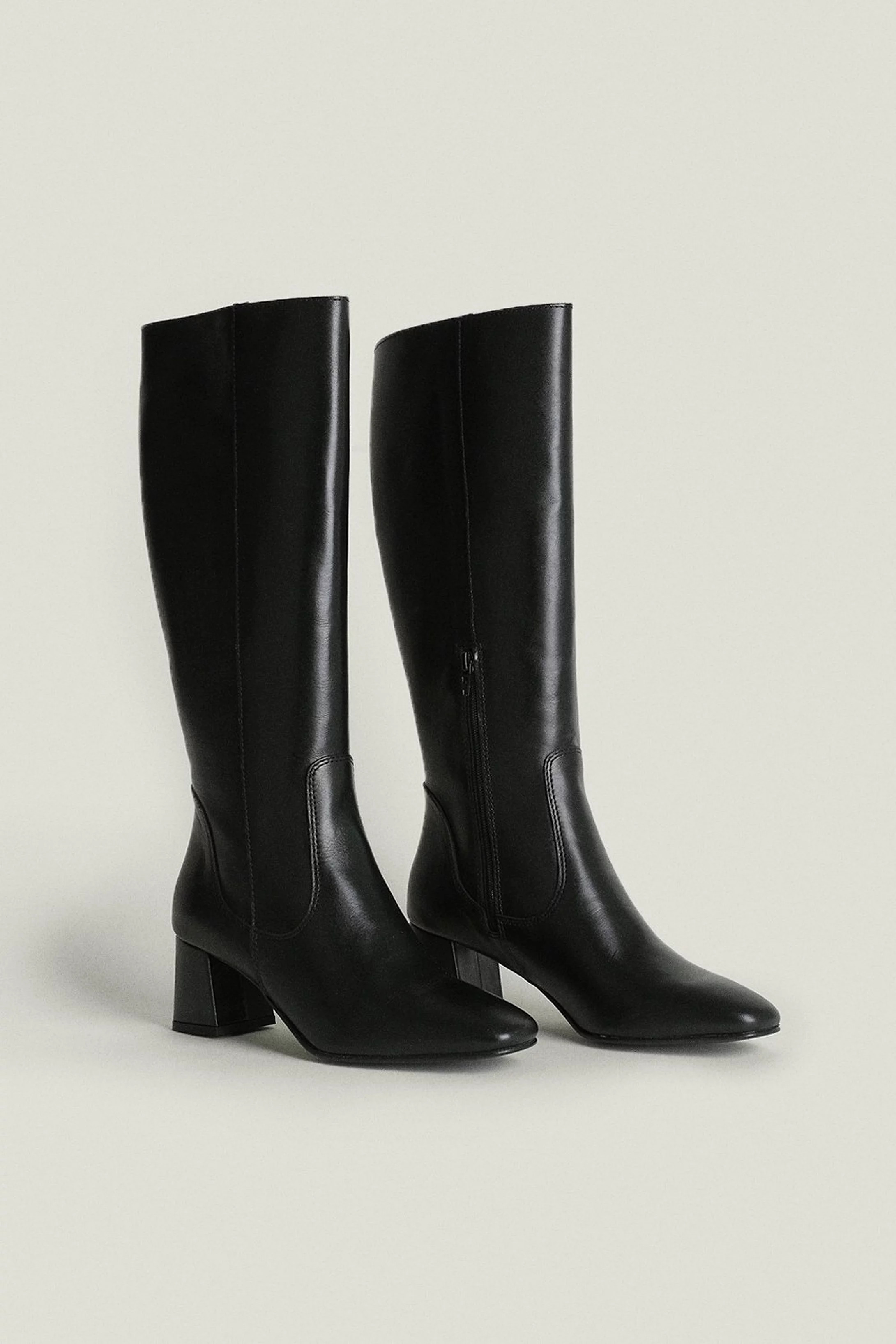 Leather Block Heel Knee High Boot | Oasis UK & IE