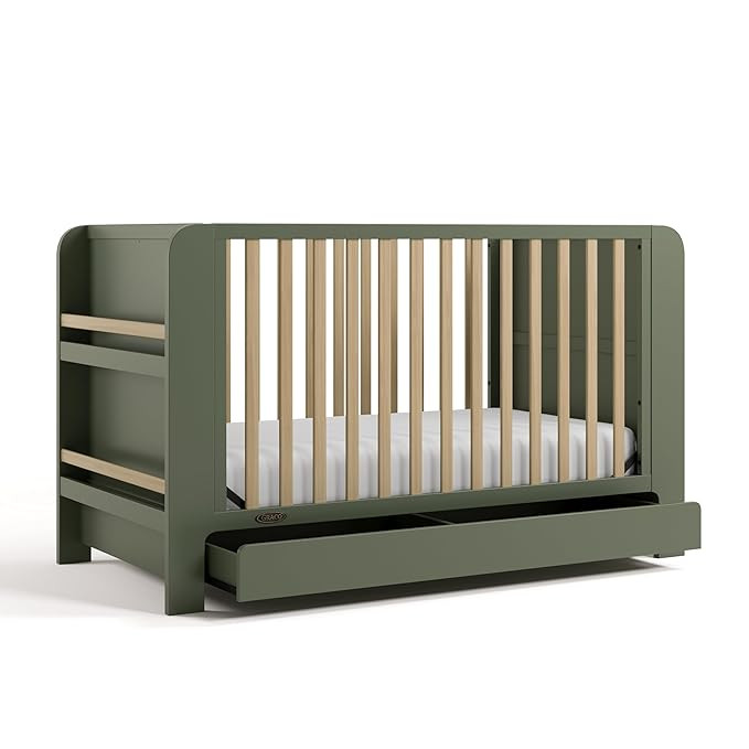 Graco Read-with-Me 4-in-1 Convertible Crib with Drawer (Olive with Driftwood) - GREENGUARD Gold C... | Amazon (US)