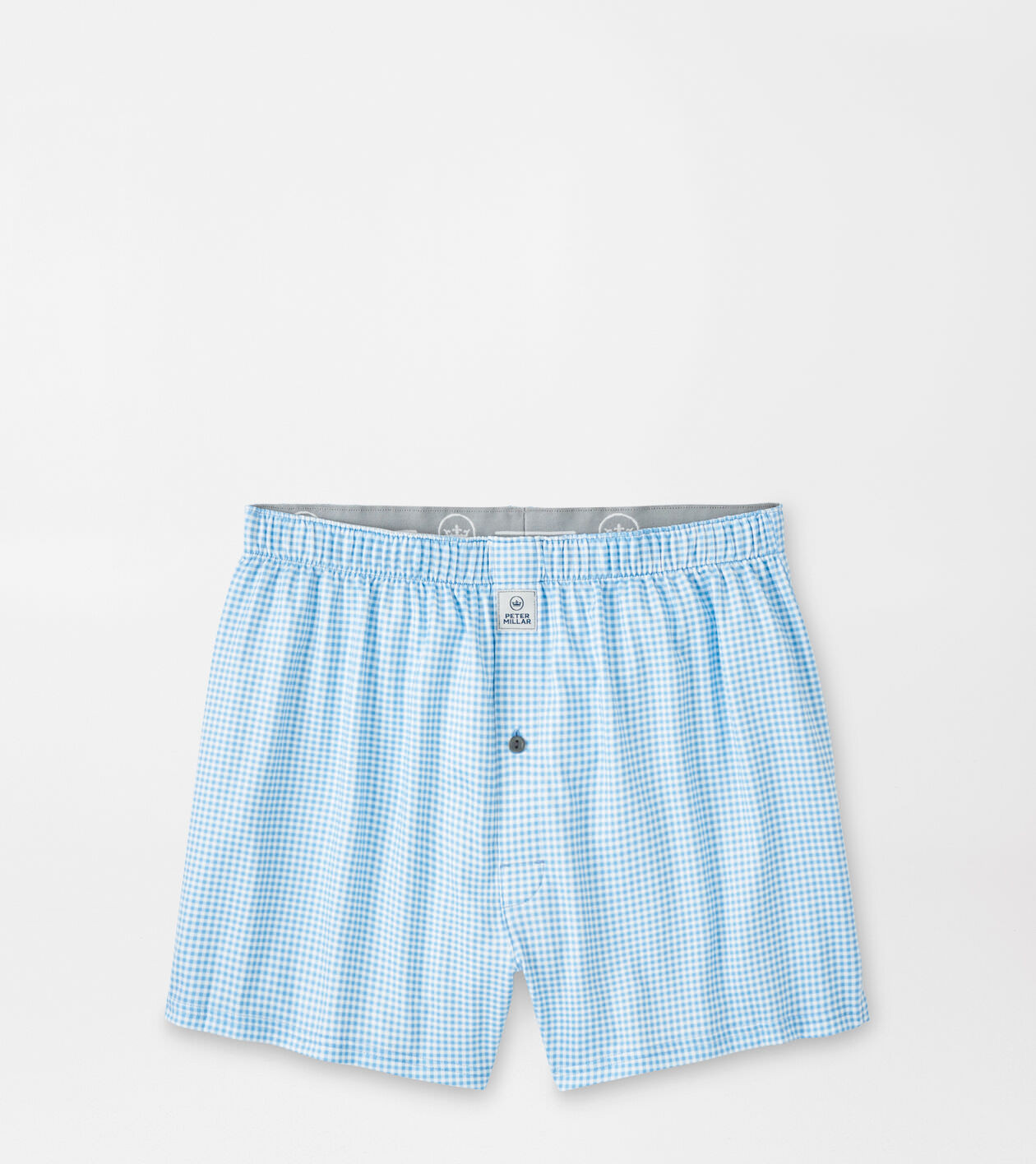 Nebraska Printed Gingham Check Stretch Jersey Boxer | Peter Millar