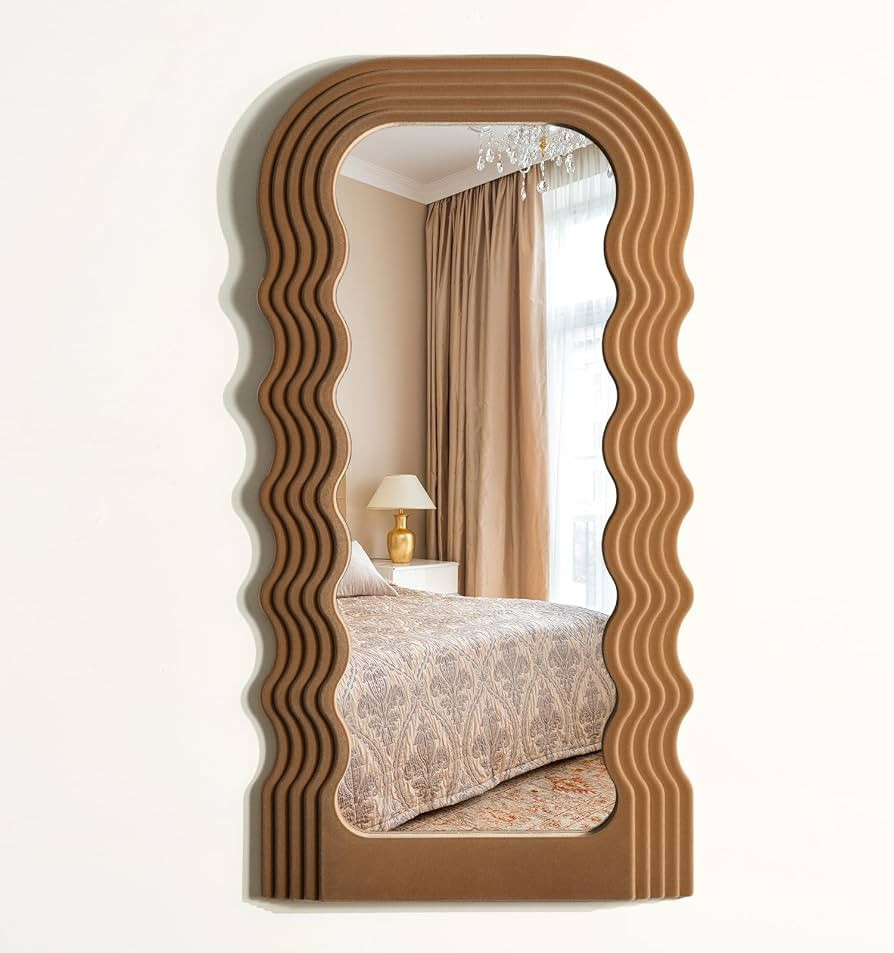 Soft Flocking Touch,Wall Mounted Decorative Mirror for Girly Bedroom Decoration,Unique Home Accen... | Amazon (US)
