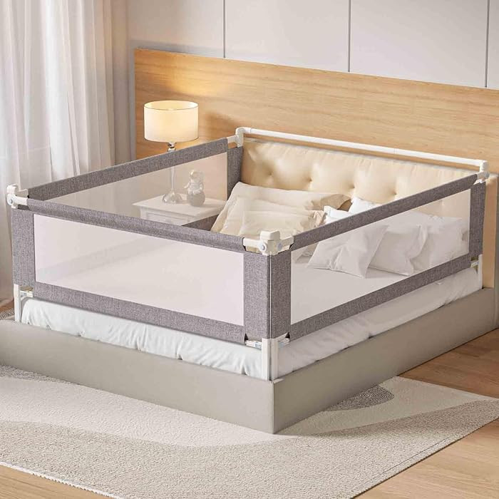3-Piece King Size Bed Rail for Toddlers - Height Adjustable Baby Bed Rail Guard with Headboard Ro... | Amazon (US)