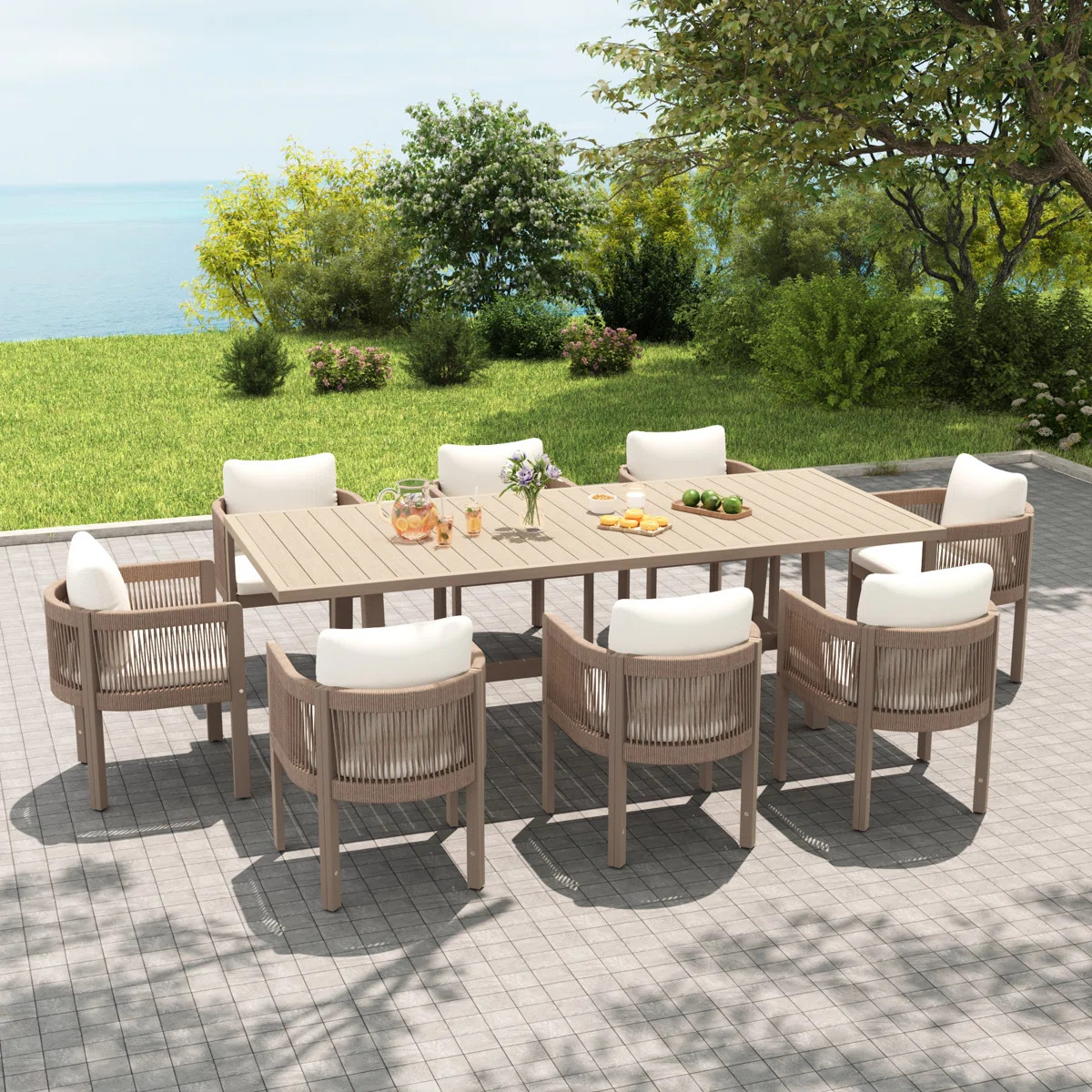 Coleon Rectangular Outdoor Dining Set With Cushions | Wayfair North America