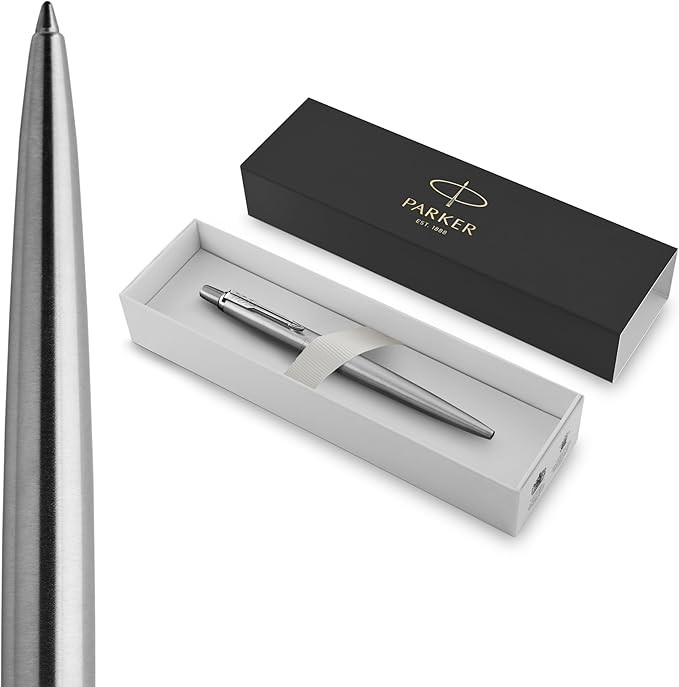 Parker Jotter Ballpoint Pen Stainless Steel with Chrome Trim, Medium Point, Blue Ink - Ideal for ... | Amazon (US)