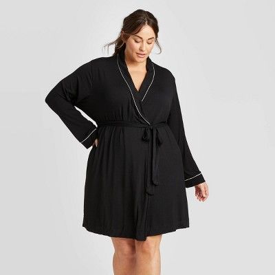 Women's Plus Size Beautifully Soft Robe - Stars Above™ Black 3X-4X | Target