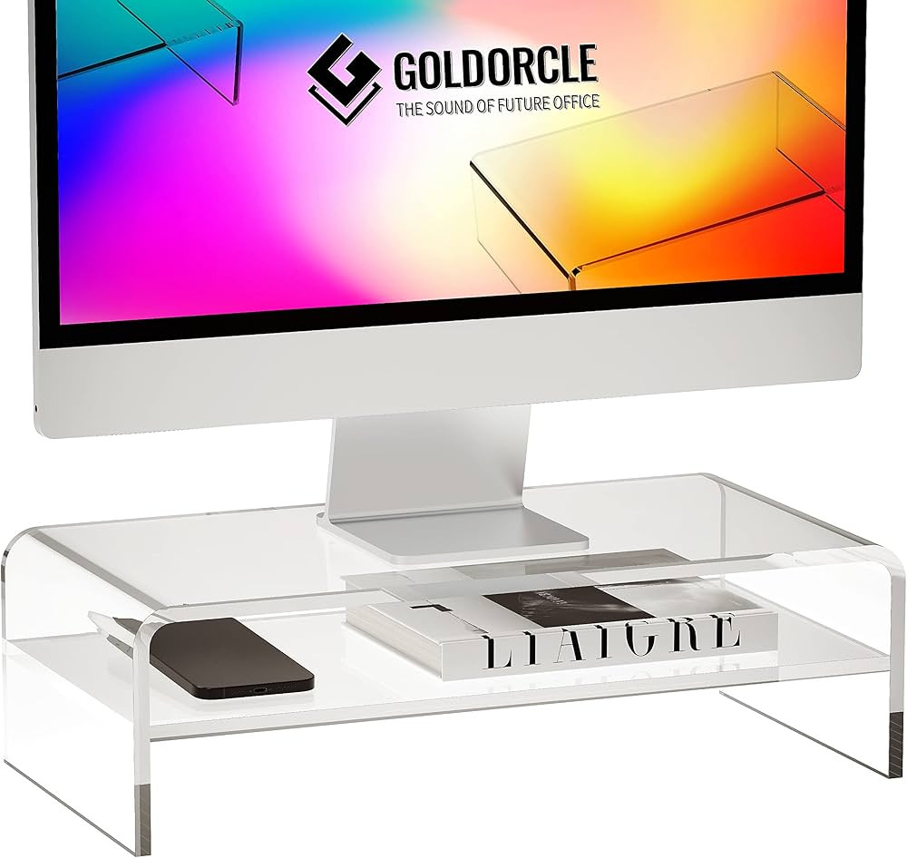 Acrylic Monitor Stand Riser Clear Computer Monitor Stand (Big) | Amazon (US)