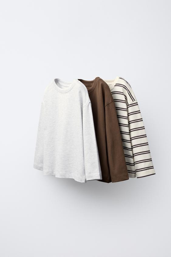 THREE-PACK OF PLAIN AND STRIPED T-SHIRTS | Zara US