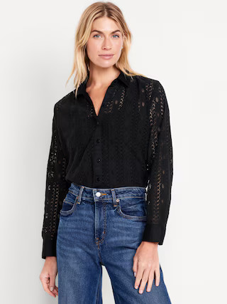 Lace Button-Down Shirt | Old Navy (US)
