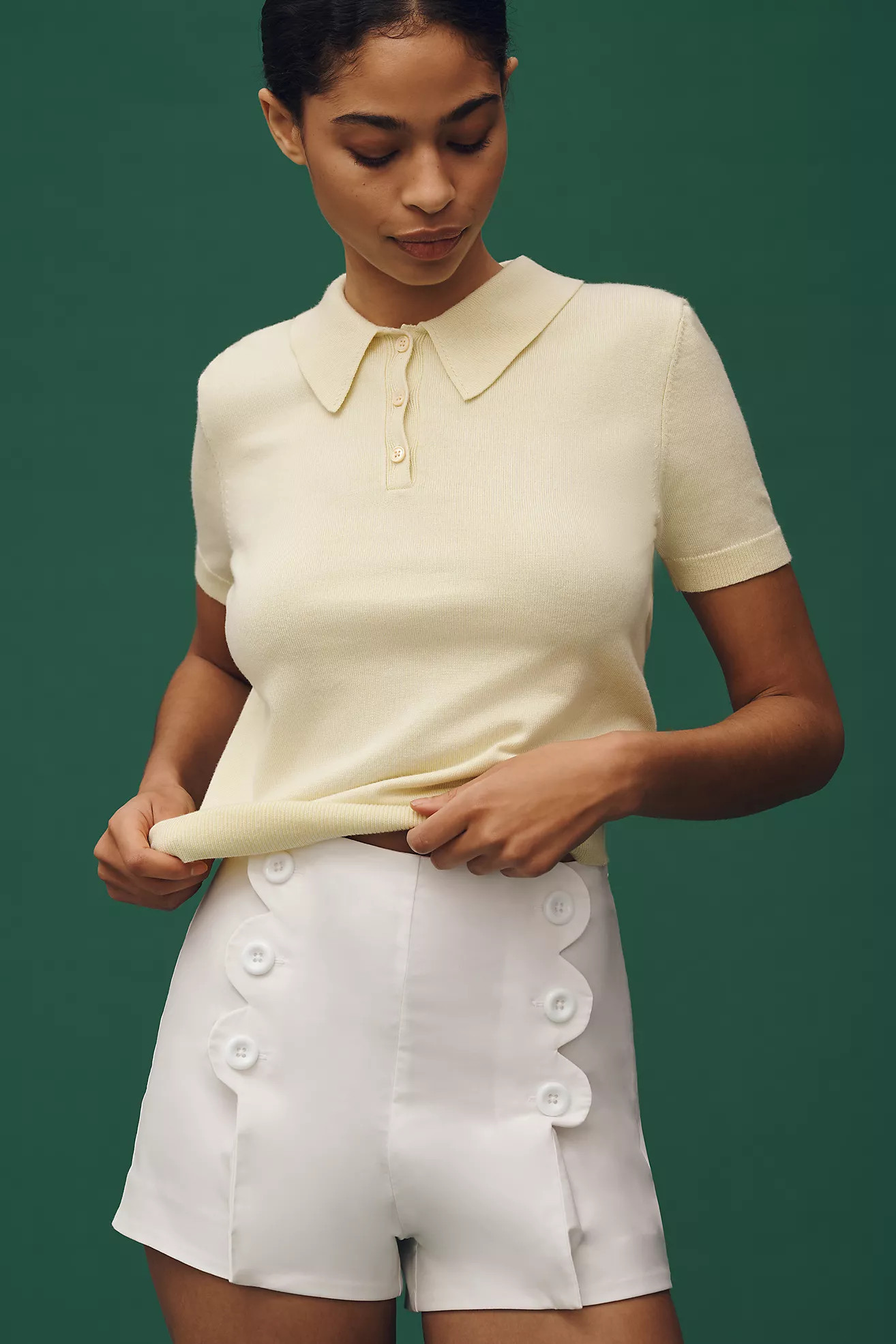 Maeve Button Scallop Shorts | Anthropologie (US)