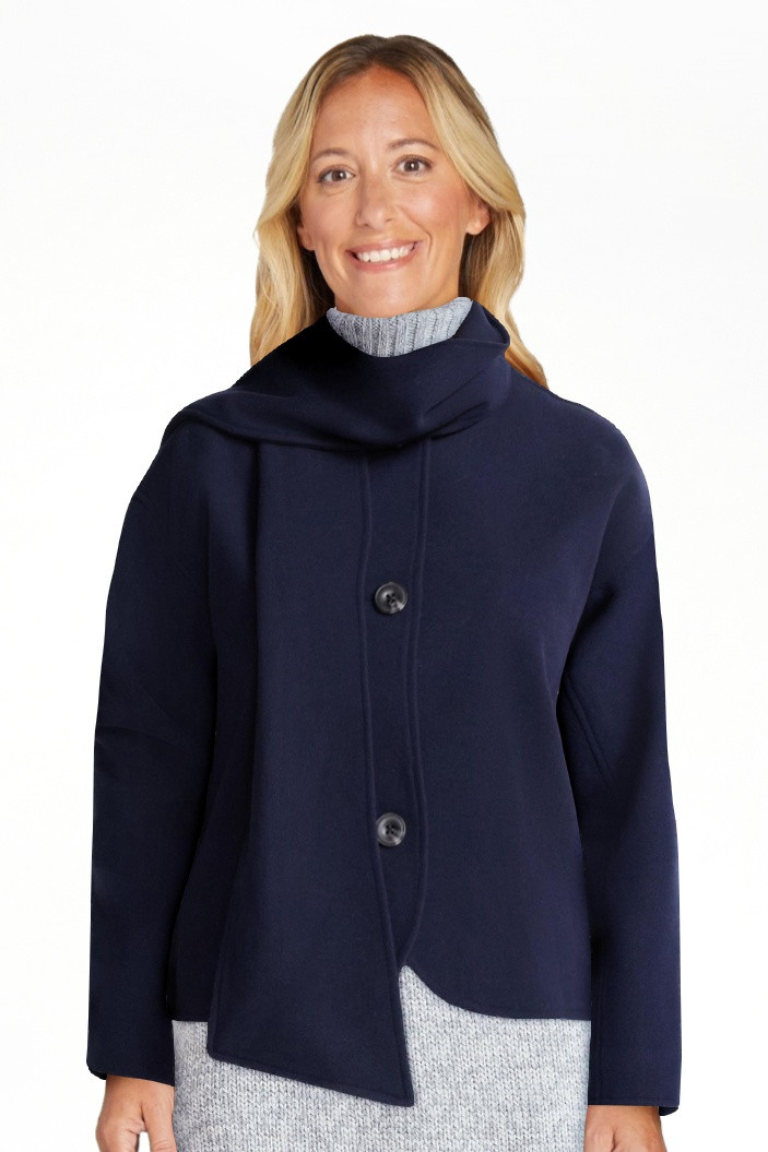 Free Assembly Women's Faux Wool Jacket with Scarf, Sizes XS-XXL | Walmart (US)