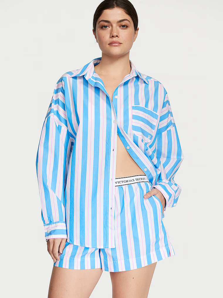 Cotton Oversized Long-Sleeve Pajama Set | Victoria's Secret (US / CA )