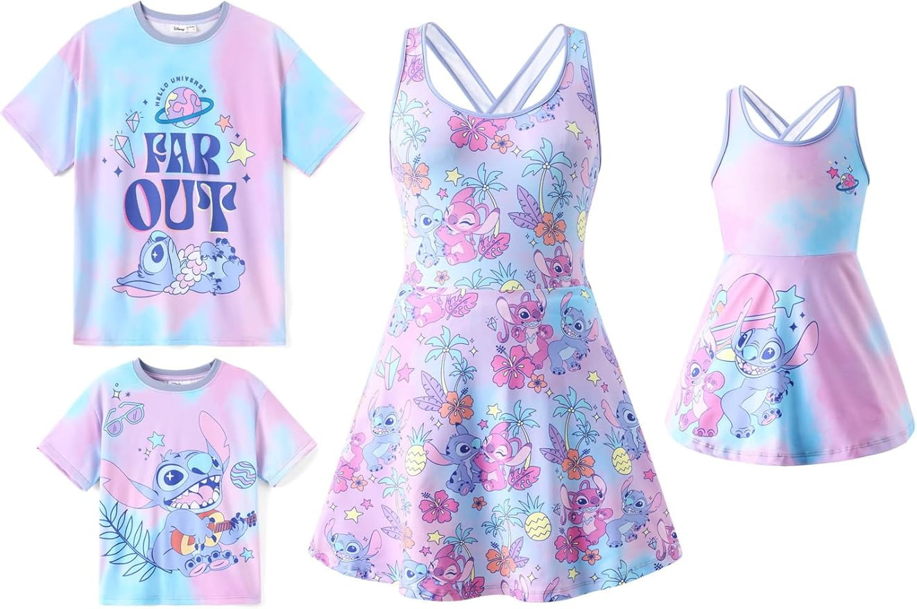 Disney Mickey and Friends Family Matching Outfits Sleeveless Dress and Short Sleeve Shirts for Mo... | Amazon (US)