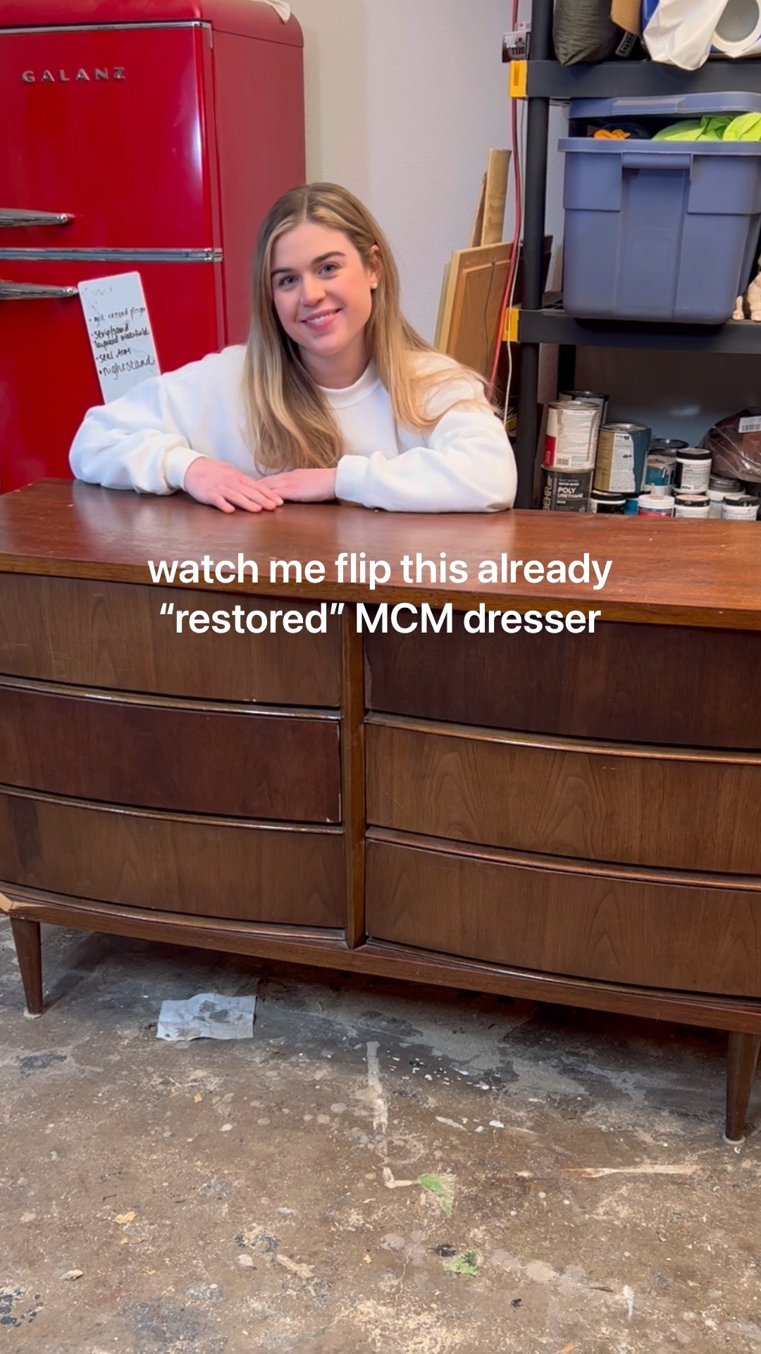HOW I DID IT 👇🏼

This dresser actually come from my own home! My boyfriend got it during one of his military assignments & it’s survived several moves since. It’s been sitting in our guest room and I finally decided to give it the makeover it always deserved!  ✨🥰
When I first started working on it I noticed “piggly squiggles” on it, which are basically marks from a sander if too hard of pressure or too low of a grit was used. So it seems the previous owner attempted to restore it but didn’t do the most high quality job. So here’s how I fixed it! 👇🏼
+ cleaned with krud kutter 
+ chipped off old peeling veneer 
+ repaired missing veneer with bondo woodfiller
+ sanded using my @surfprepsanding 3x4 electric ray (FURNITUREDR10 for 10% off) 
+ sealed wood with oil based polyurethane 
+ used furniture painting repair kit to paint bondo to match sealed wood 
+ painted the front frame & veneer banding with Ash from fusion mineral paint #diy #LTKDIY #amazonfinds 

#LTKFind #LTKSale #LTKhome