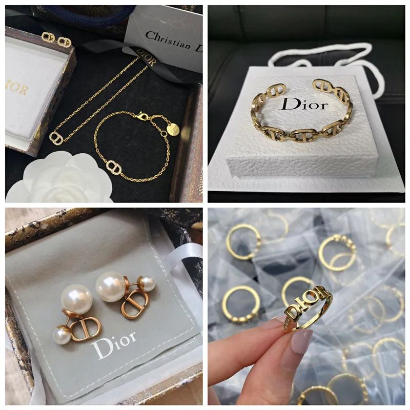 Dupe Dior Diamond Necklace Letter CD Necklaces Fashion Designer Earrings With Gift Box From Bookl... | DHGate